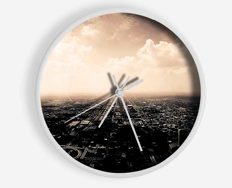 A stylish bamboo wall clock with a round face, available in black, white, and natural frame colors, featuring a clear Plexiglas lens.