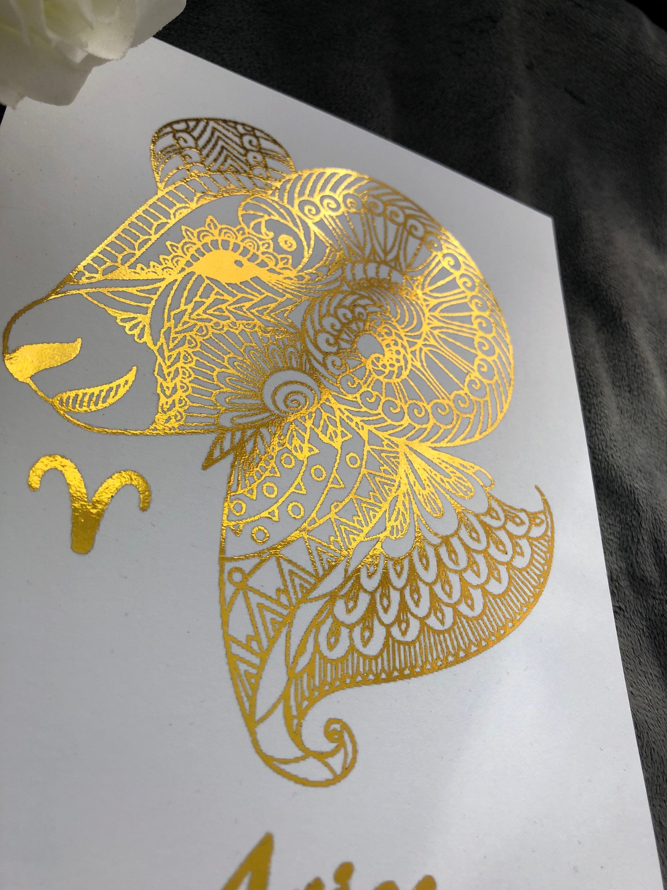 Aries Star Sign Foil Print featuring bold design and elegant foil accents, perfect for home decor.