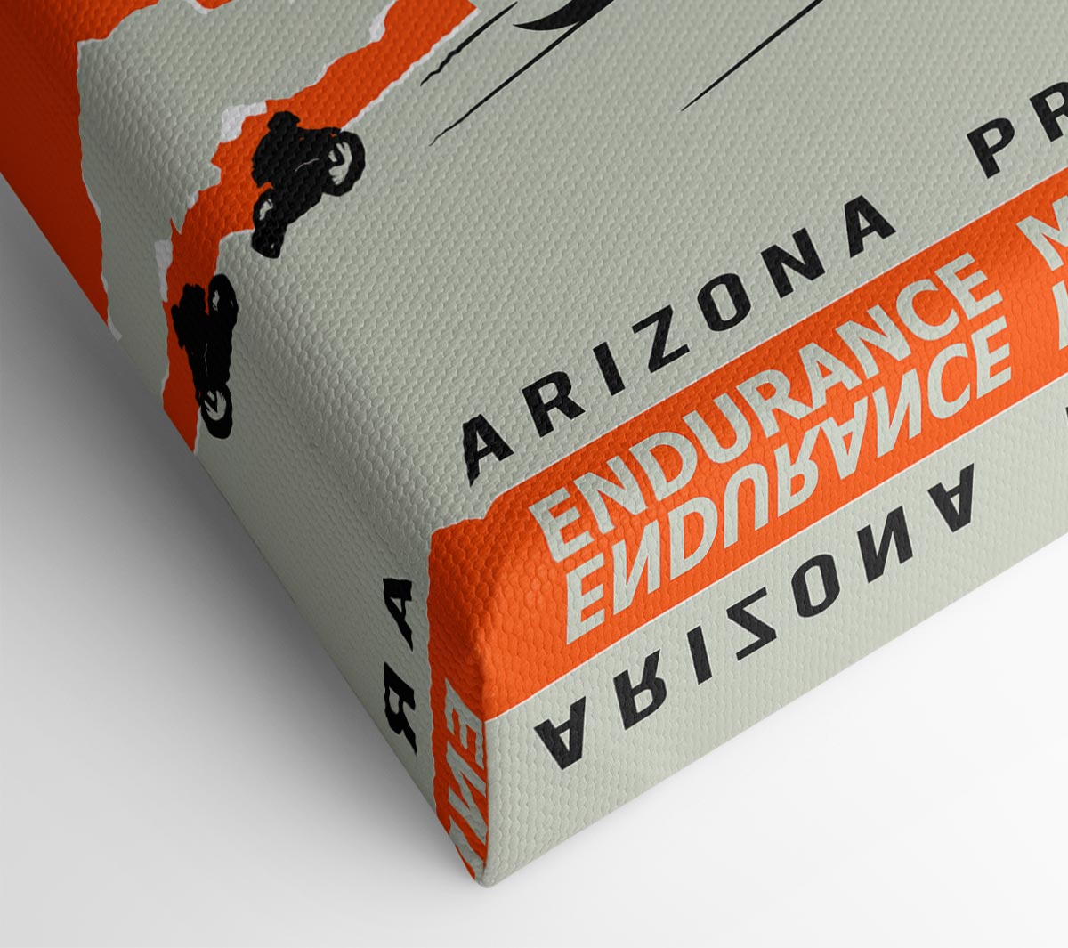 Arizona Riders canvas art mounted on a 44mm box frame, showcasing vibrant colors and detailed landscape imagery.