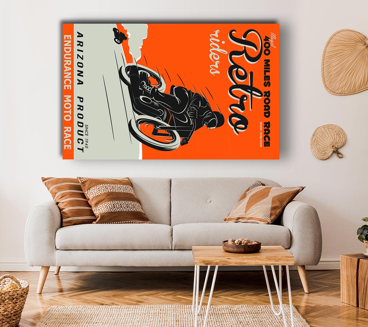 Arizona Riders canvas art mounted on a 44mm box frame, showcasing vibrant colors and detailed landscape imagery.