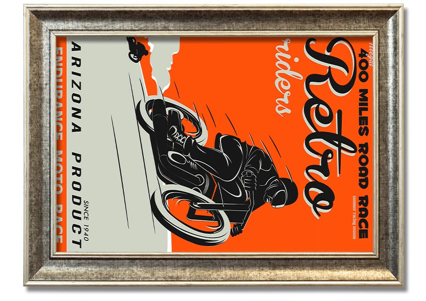 Arizona Riders framed print showcasing vibrant colors and intricate details, available in various frame colors.