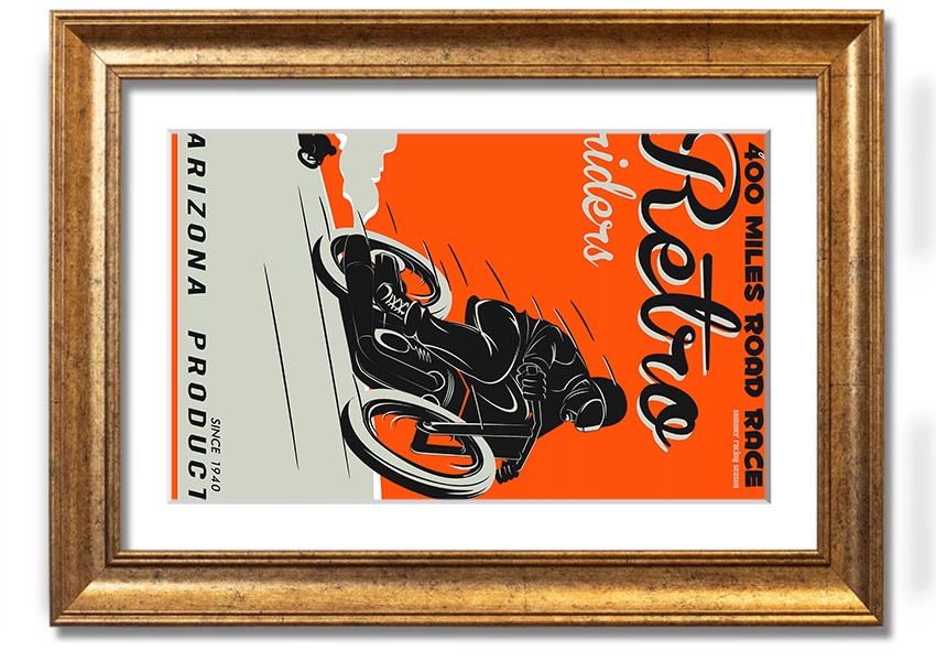 Arizona Riders framed print showcasing vibrant colors and intricate details, available in various frame colors.