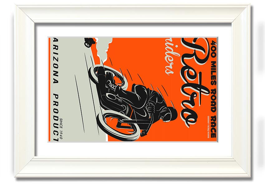 Arizona Riders framed print showcasing vibrant colors and intricate details, available in various frame colors.