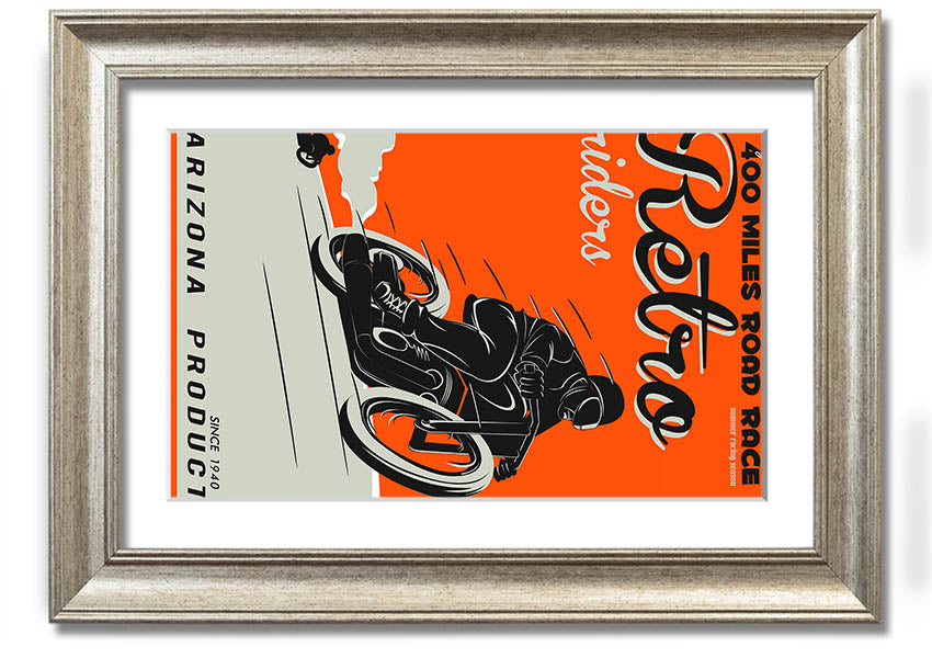 Arizona Riders framed print showcasing vibrant colors and intricate details, available in various frame colors.