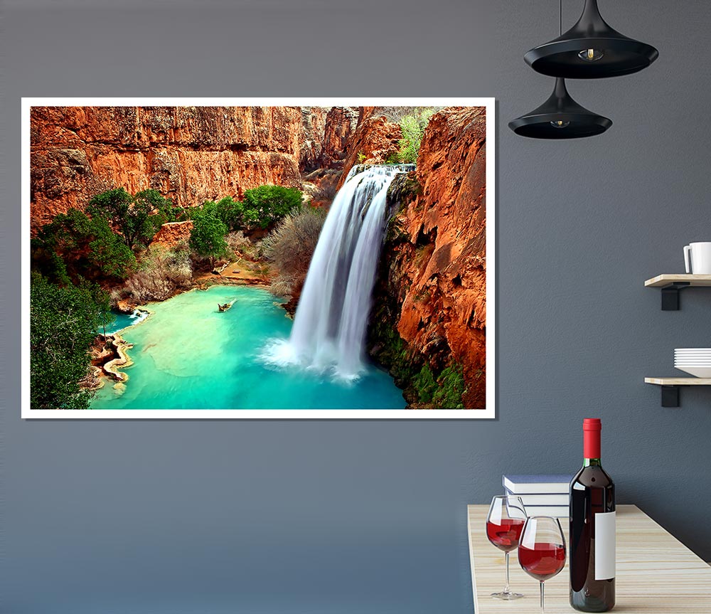 A beautiful canvas poster featuring Arizona Waterfalls, showcasing vibrant colors and stunning natural scenery.