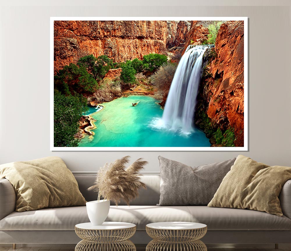 A beautiful canvas poster featuring Arizona Waterfalls, showcasing vibrant colors and stunning natural scenery.