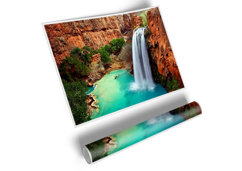 A beautiful canvas poster featuring Arizona Waterfalls, showcasing vibrant colors and stunning natural scenery.