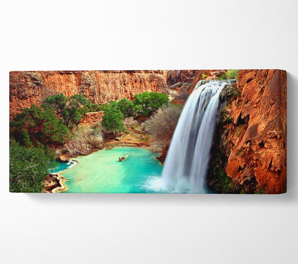 Arizona Waterfalls canvas art mounted on a 44mm box frame, showcasing vibrant colors and intricate details.