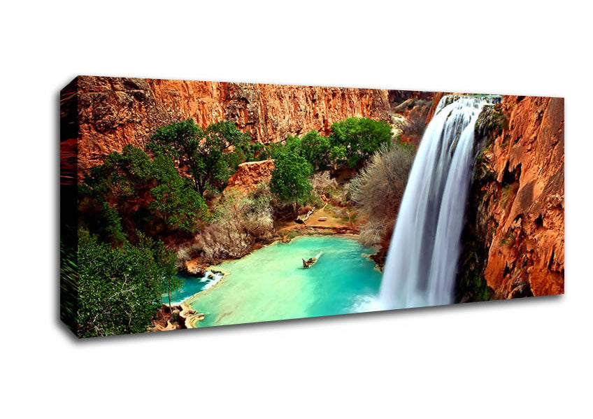 Arizona Waterfalls canvas art mounted on a 44mm box frame, showcasing vibrant colors and intricate details.