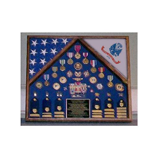 Army 2 Flag Shadow case displaying two flags with a solid wood frame and protective plexiglass front.