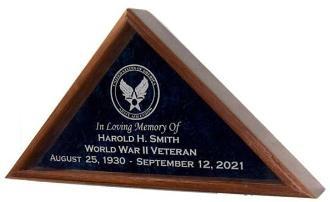 Triangular memorial plaque for veteran.