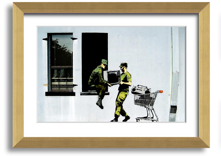 A beautifully framed Army Heist print showcasing intricate details and vibrant colours, ready to hang on the wall.