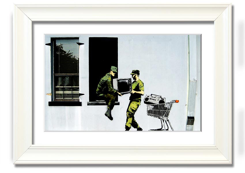 A beautifully framed Army Heist print showcasing intricate details and vibrant colours, ready to hang on the wall.