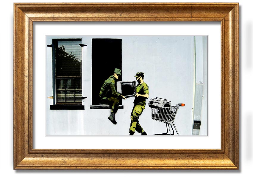 A beautifully framed Army Heist print showcasing intricate details and vibrant colours, ready to hang on the wall.