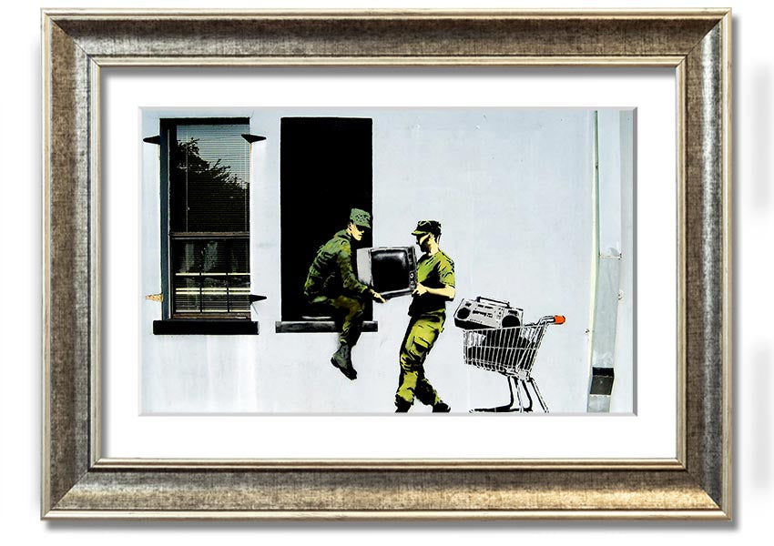 A beautifully framed Army Heist print showcasing intricate details and vibrant colours, ready to hang on the wall.