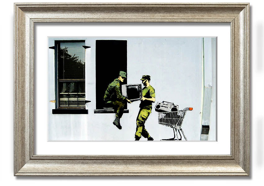 A beautifully framed Army Heist print showcasing intricate details and vibrant colours, ready to hang on the wall.