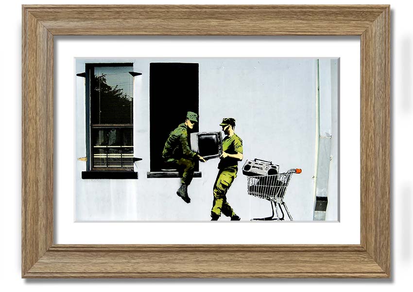 A beautifully framed Army Heist print showcasing intricate details and vibrant colours, ready to hang on the wall.