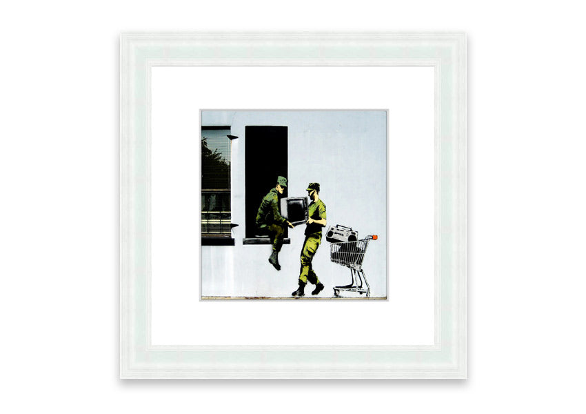 A beautifully framed Army Heist print showcasing intricate details, available in various frame colors, ready to hang.