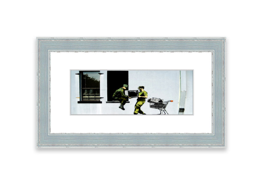 A beautifully framed Army Heist print showcasing intricate details, available in various frame colors, ready to hang.