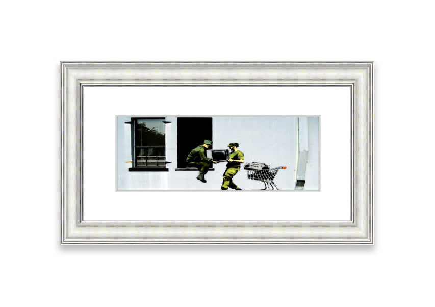 A beautifully framed Army Heist print showcasing intricate details, available in various frame colors, ready to hang.