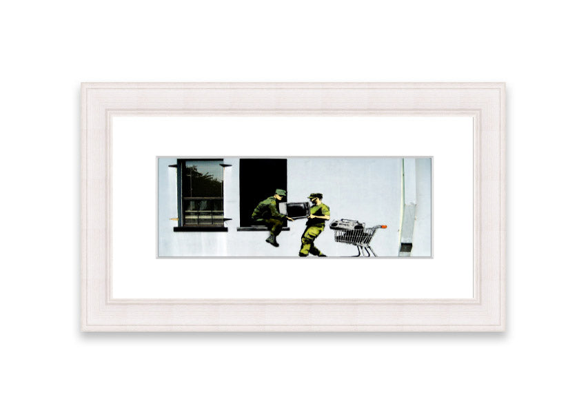 A beautifully framed Army Heist print showcasing intricate details, available in various frame colors, ready to hang.