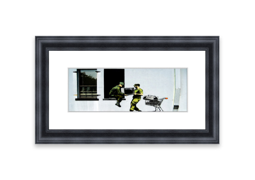 A beautifully framed Army Heist print showcasing intricate details, available in various frame colors, ready to hang.