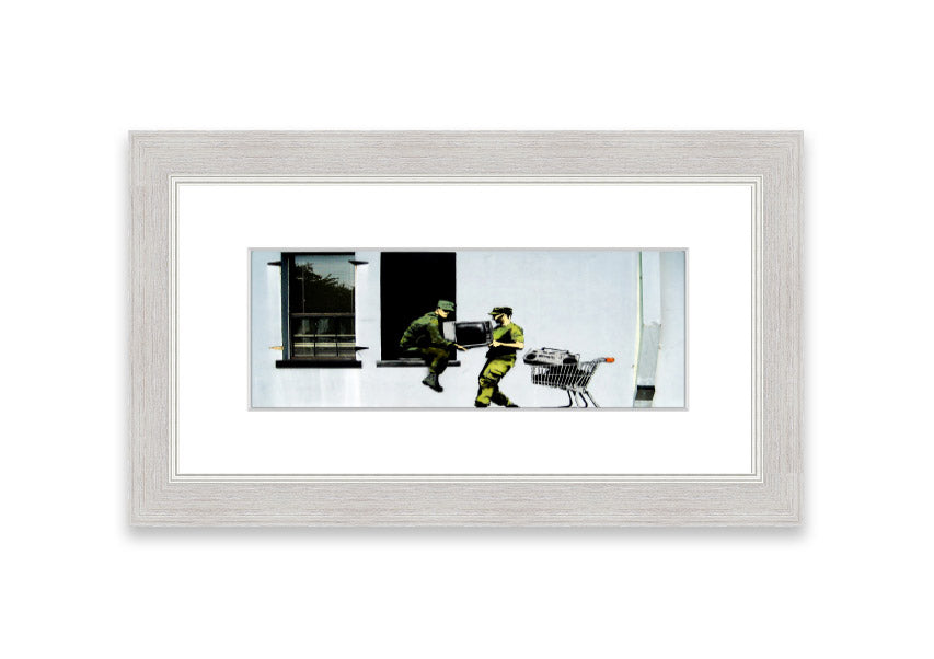 A beautifully framed Army Heist print showcasing intricate details, available in various frame colors, ready to hang.