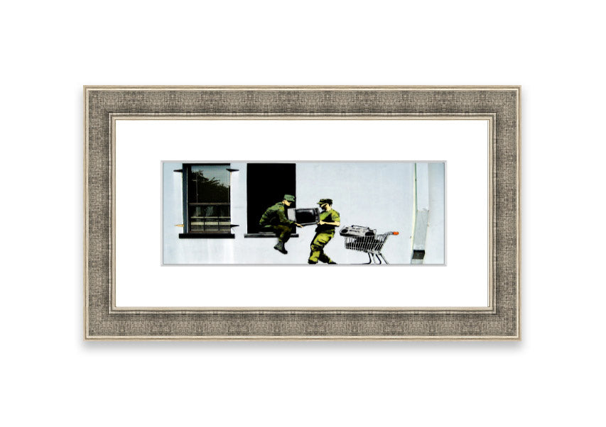 A beautifully framed Army Heist print showcasing intricate details, available in various frame colors, ready to hang.