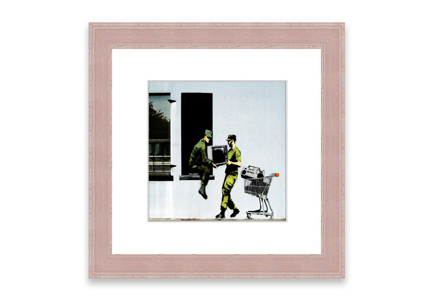 A beautifully framed Army Heist print showcasing intricate details, available in various frame colors, ready to hang.