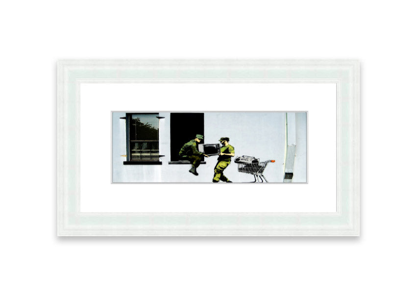 A beautifully framed Army Heist print showcasing intricate details, available in various frame colors, ready to hang.