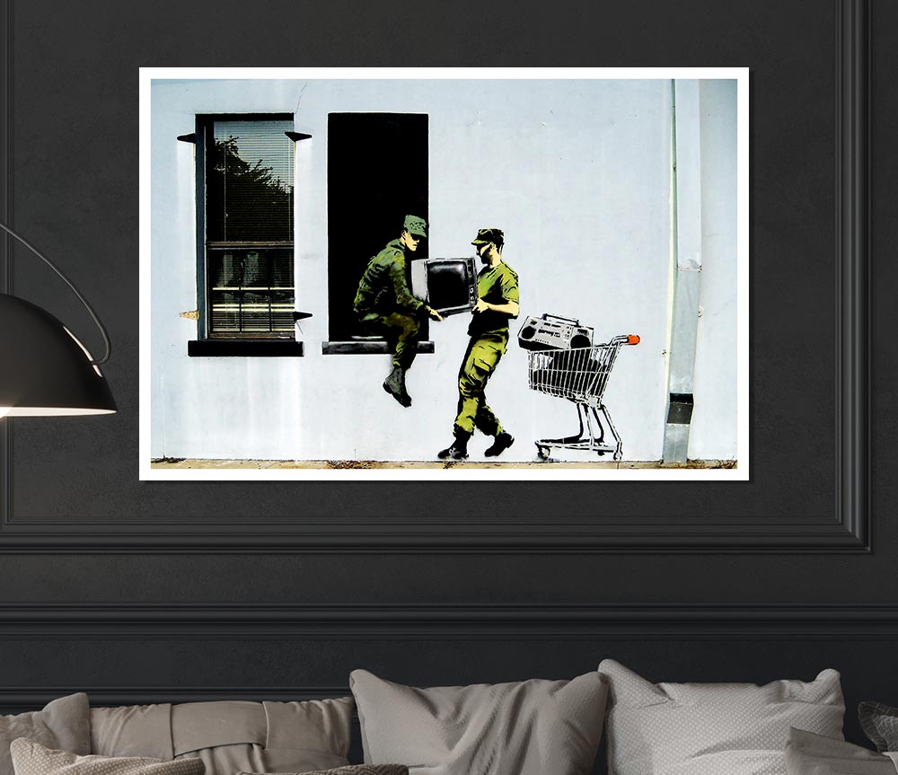 Army Heist poster printed on high-quality canvas, showcasing vibrant colors and intricate details.