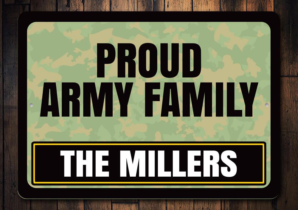 Customizable Army Sign made of high-quality aluminum, featuring pre-drilled holes for easy mounting, perfect for home decor.