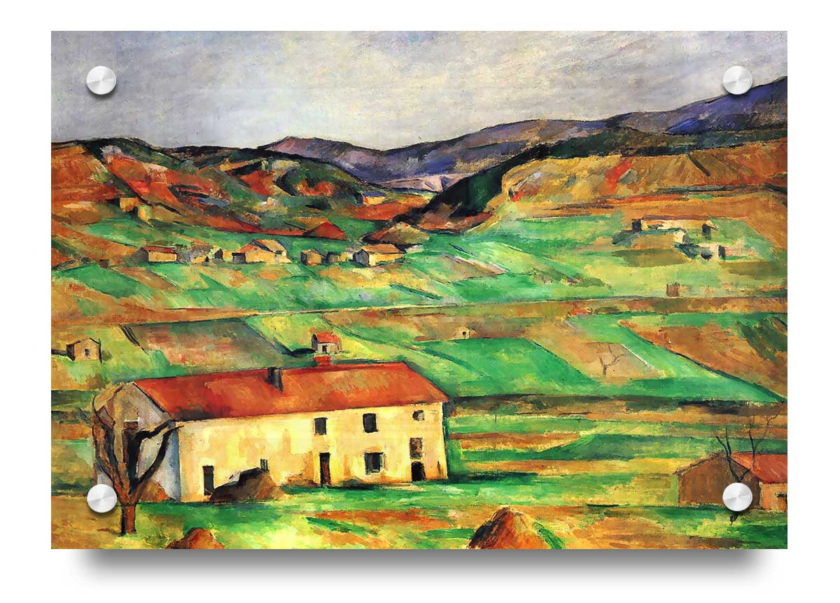 Acrylic print of 'Around Gardanne' by Cezanne, showcasing vibrant colors and intricate details on 5mm thick acrylic glass.