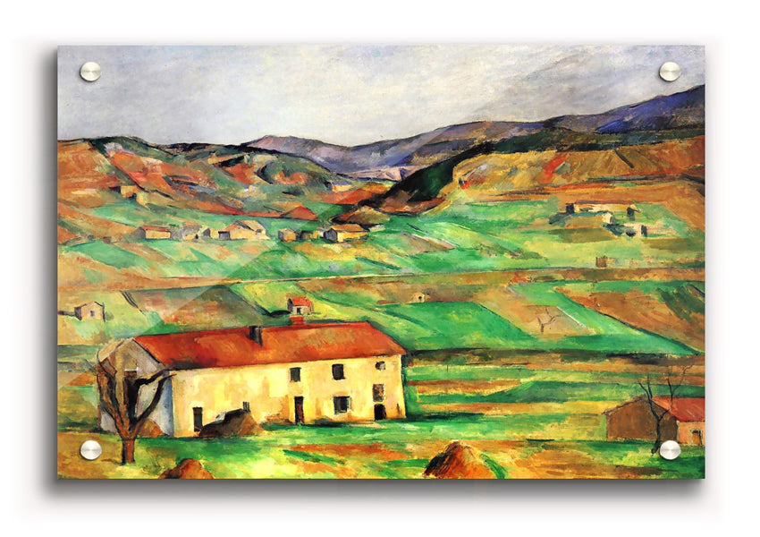 Acrylic print of 'Around Gardanne' by Cezanne, showcasing vibrant colors and intricate details on 5mm thick acrylic glass.