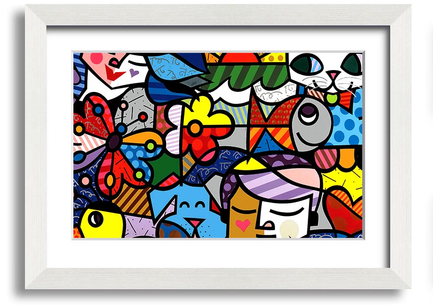 Art 15 framed print showcasing vibrant colors and unique design, available in various frame colors, ready to hang.