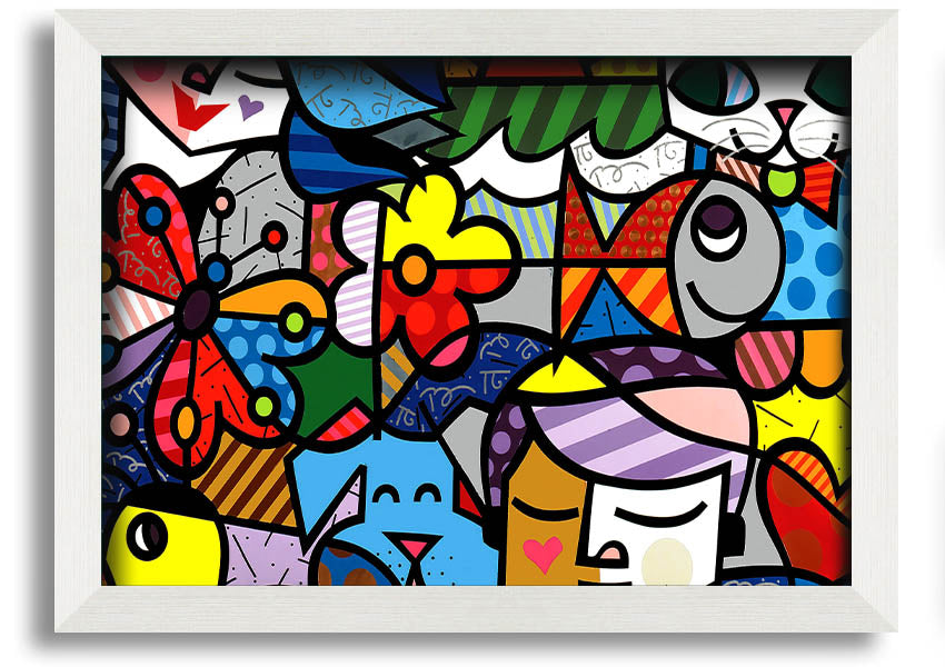 Art 15 framed print showcasing vibrant colors and unique design, available in various frame colors, ready to hang.