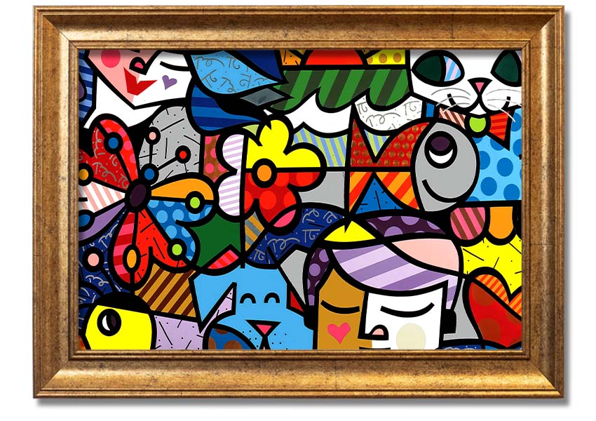 Art 15 framed print showcasing vibrant colors and unique design, available in various frame colors, ready to hang.