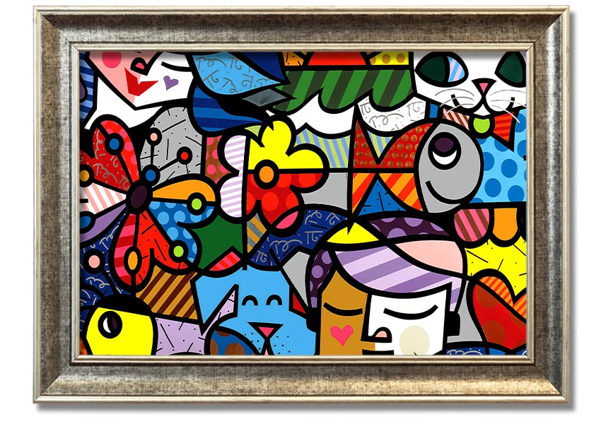 Art 15 framed print showcasing vibrant colors and unique design, available in various frame colors, ready to hang.