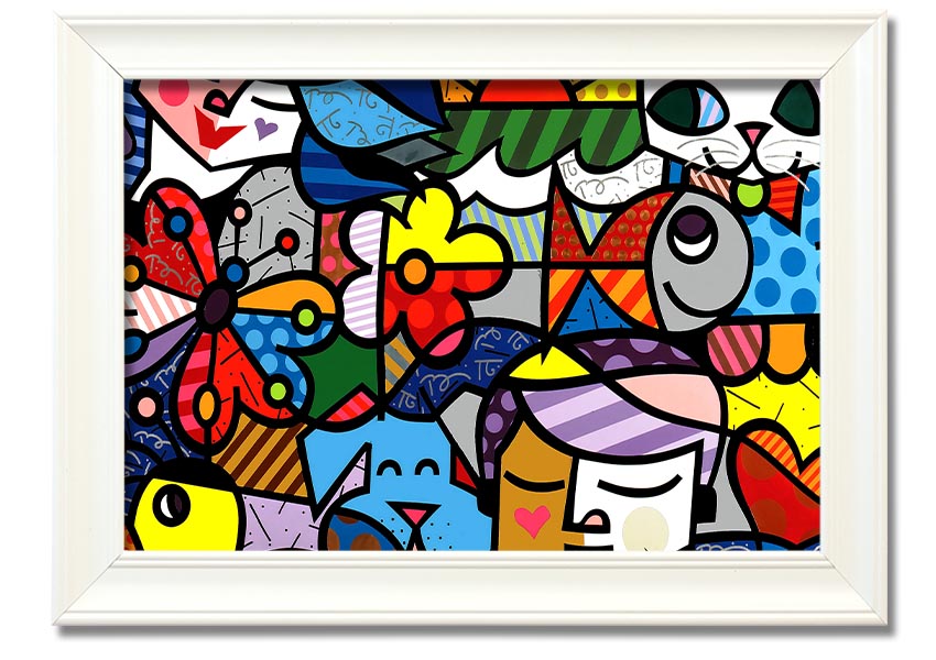 Art 15 framed print showcasing vibrant colors and unique design, available in various frame colors, ready to hang.