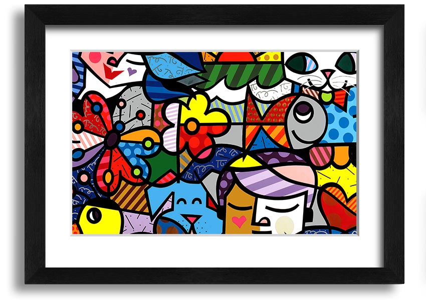 Art 15 framed print showcasing vibrant colors and unique design, available in various frame colors, ready to hang.