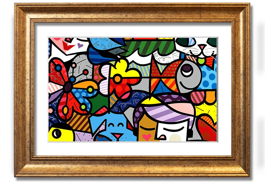 Art 15 framed print showcasing vibrant colors and unique design, available in various frame colors, ready to hang.