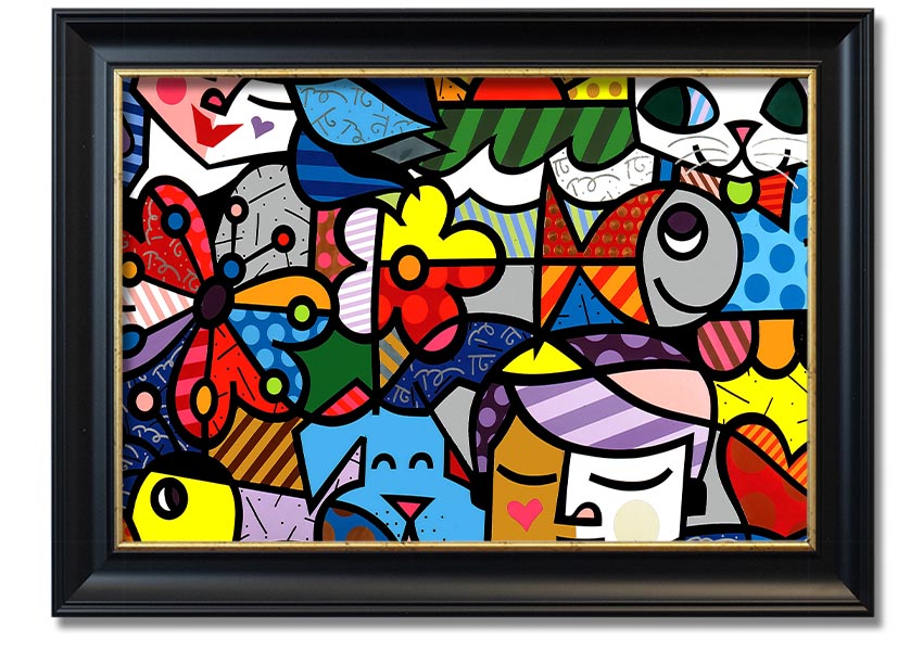 Art 15 framed print showcasing vibrant colors and unique design, available in various frame colors, ready to hang.