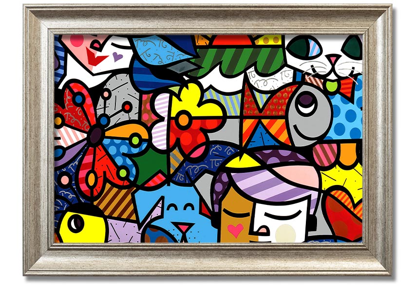 Art 15 framed print showcasing vibrant colors and unique design, available in various frame colors, ready to hang.