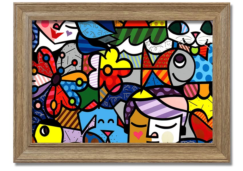 Art 15 framed print showcasing vibrant colors and unique design, available in various frame colors, ready to hang.