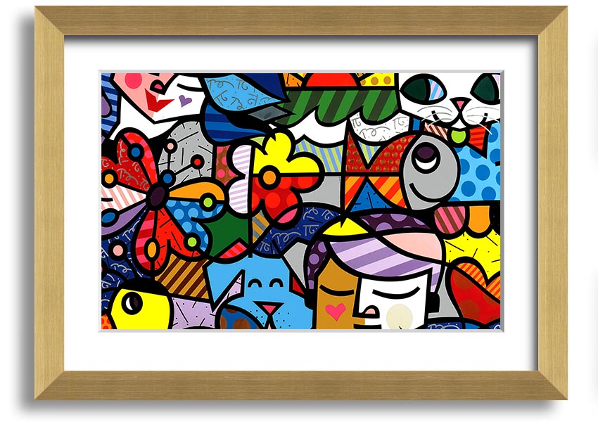 Art 15 framed print showcasing vibrant colors and unique design, available in various frame colors, ready to hang.