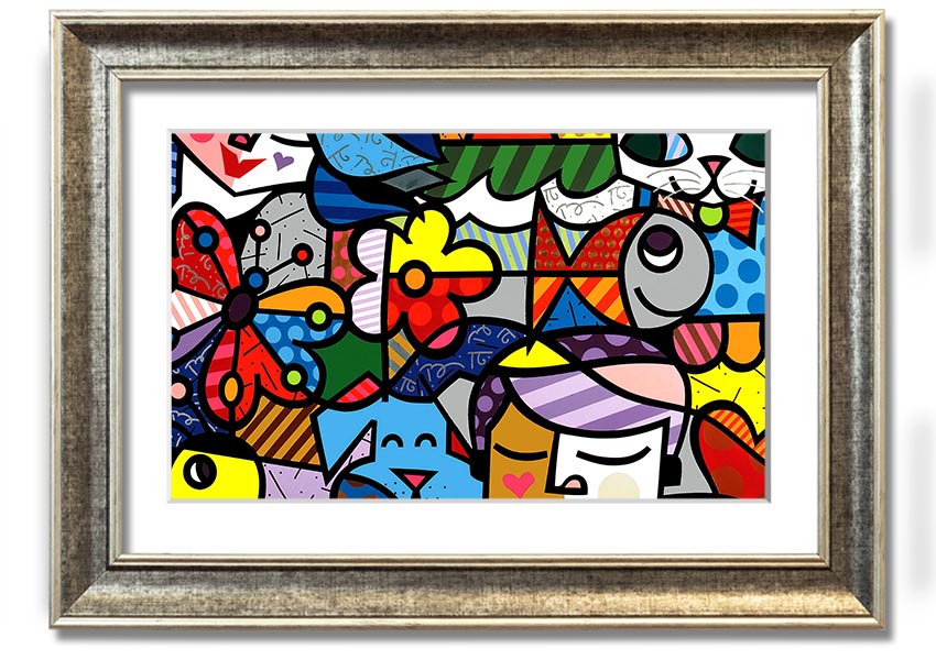 Art 15 framed print showcasing vibrant colors and unique design, available in various frame colors, ready to hang.