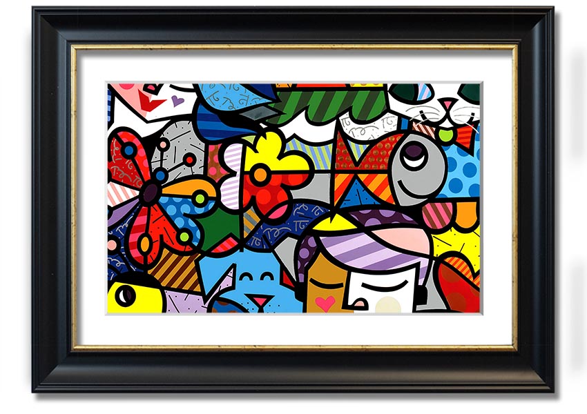 Art 15 framed print showcasing vibrant colors and unique design, available in various frame colors, ready to hang.