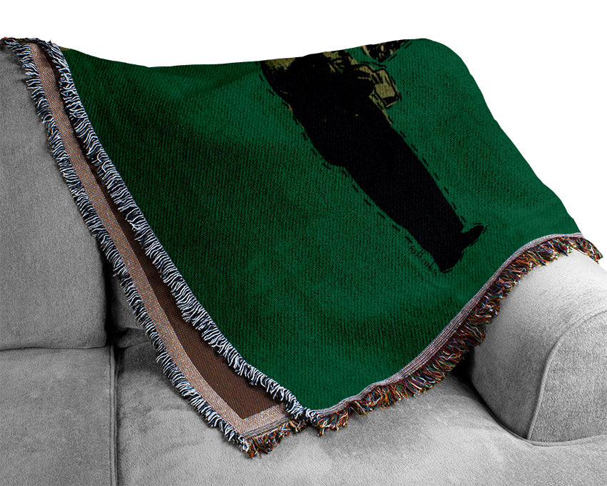 Art Auction Green throw blanket made from 100% cotton with a thermal weave, showcasing a luxurious green color and elegant texture.