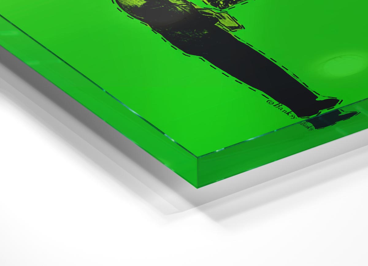 Art Auction Green glass print featuring vibrant green colors and modern design, perfect for home decor.