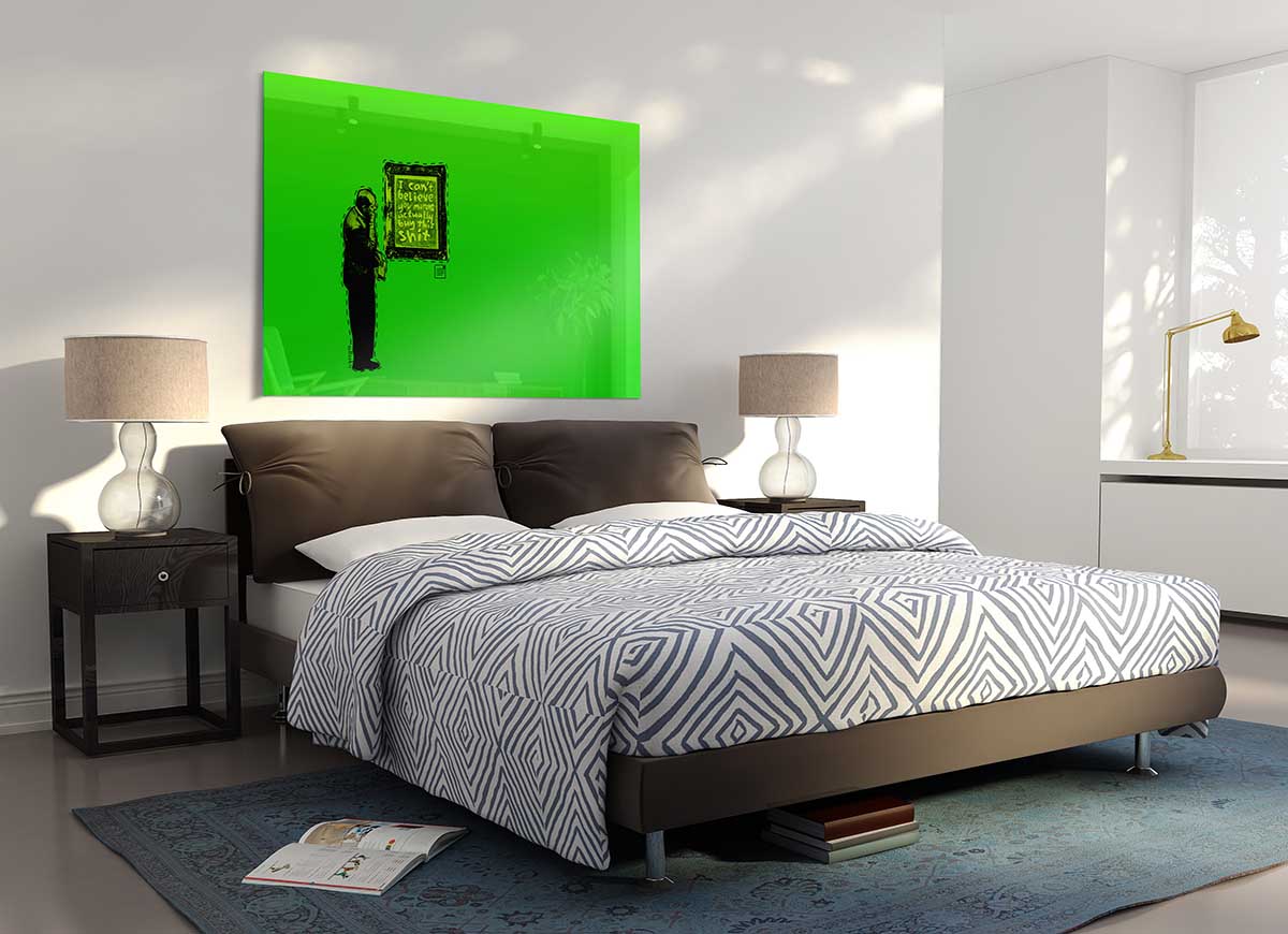 Art Auction Green glass print featuring vibrant green colors and modern design, perfect for home decor.